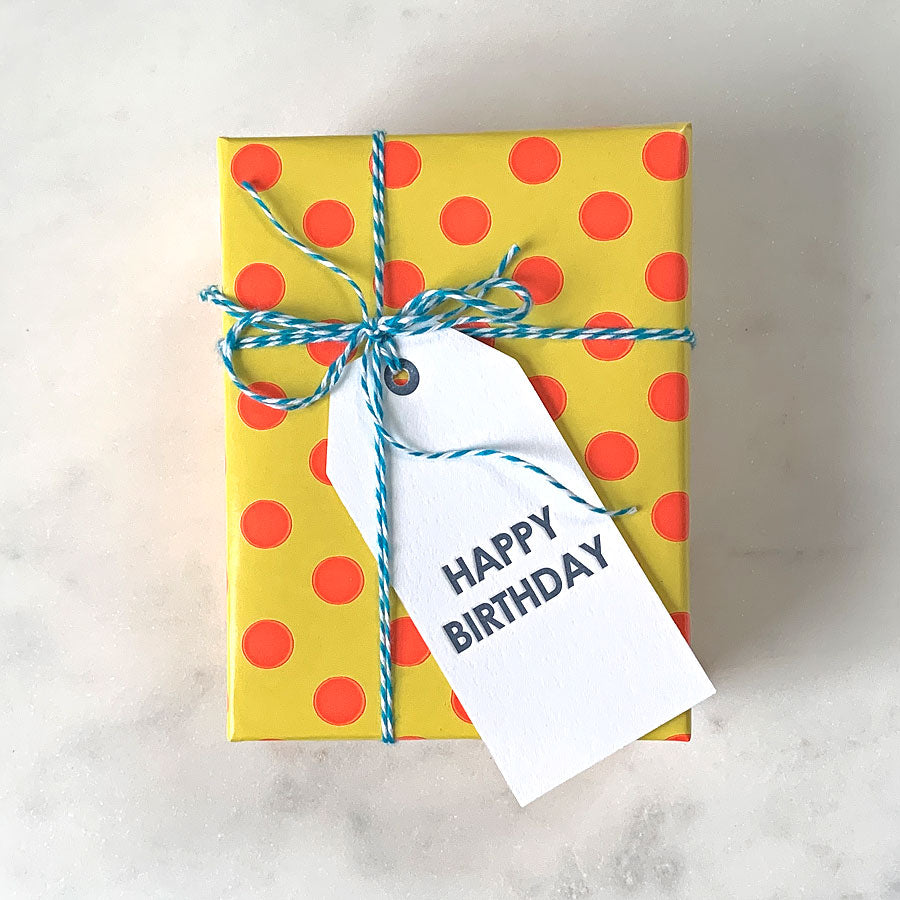 Yellow and Neon Orange Polka Dot Vintage Paper